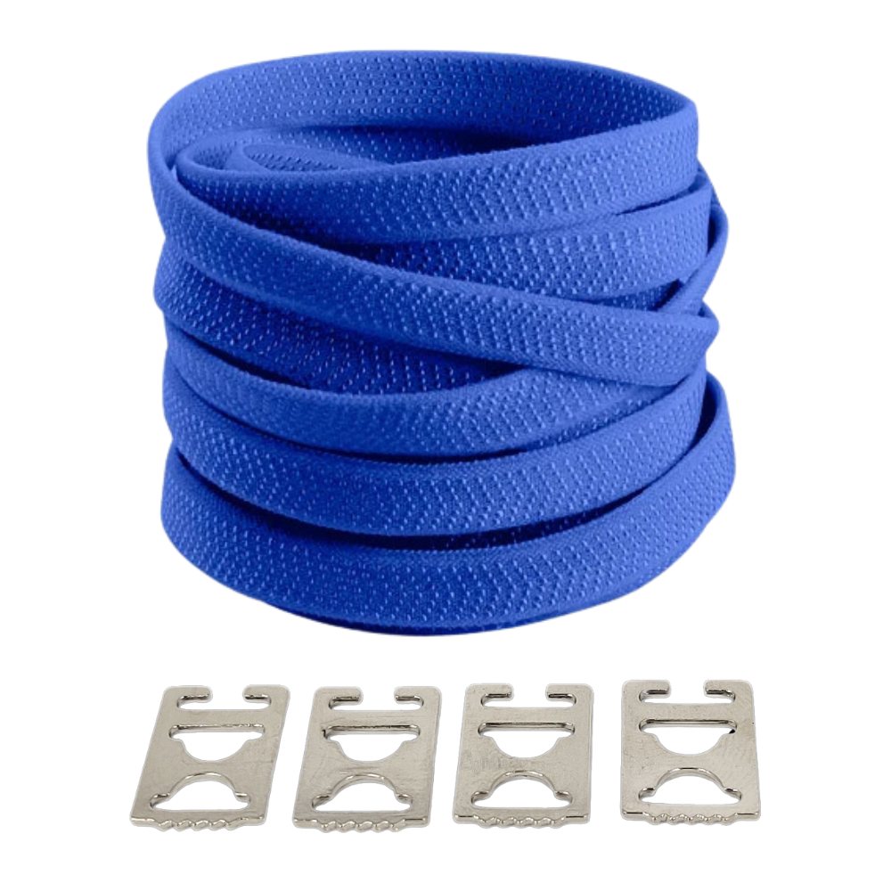Blauwe elastische veters met onzichtbare clip, sportief en fris met extra comfort