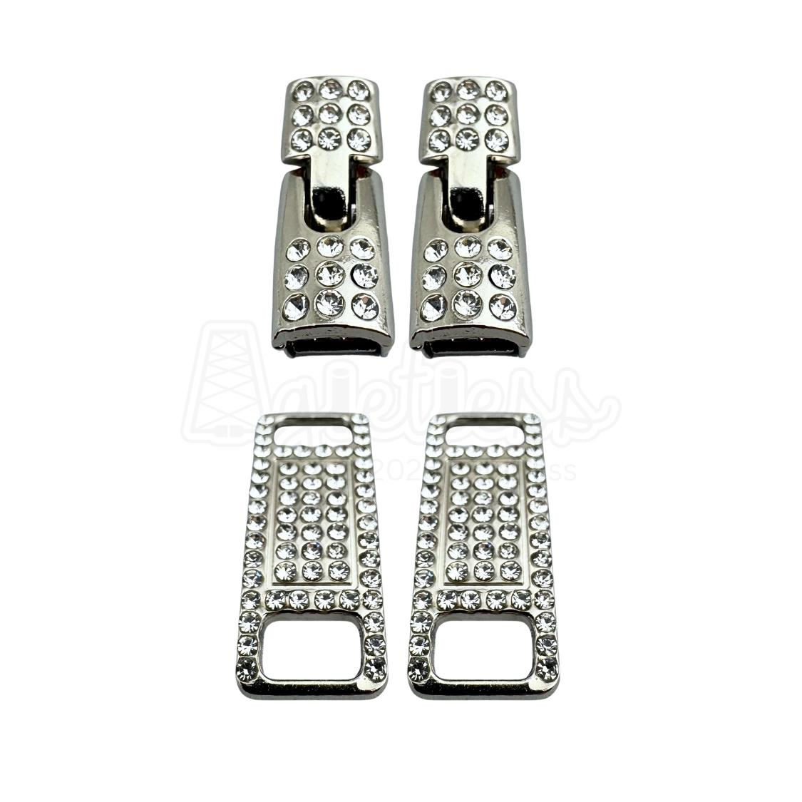 Elastische veters bling gesp sluiting zilver geschikt voor elastische veters van 6 tot 9 mm breed