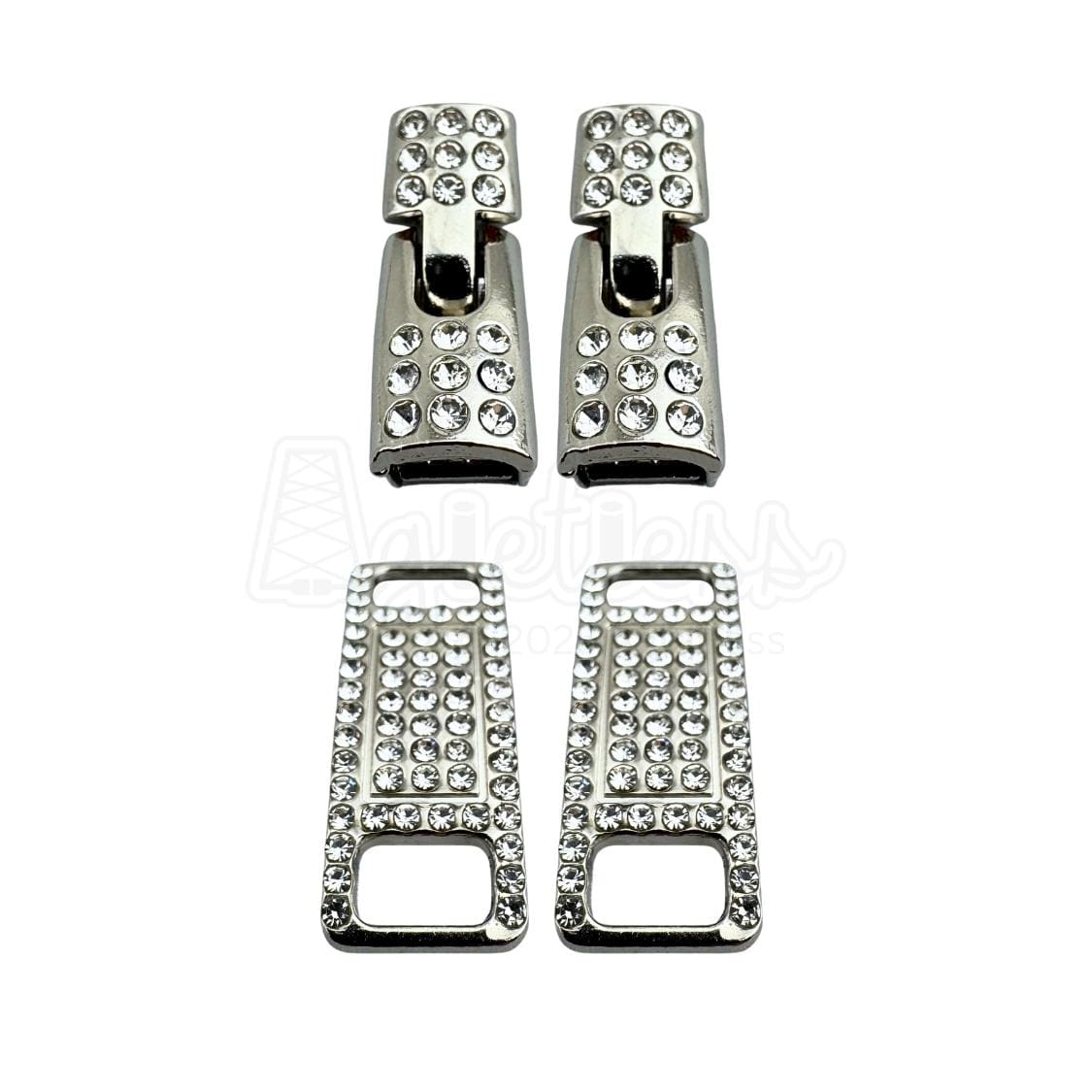 Elastische veters bling gesp sluiting zilver geschikt voor elastische veters van 6 tot 9 mm breed