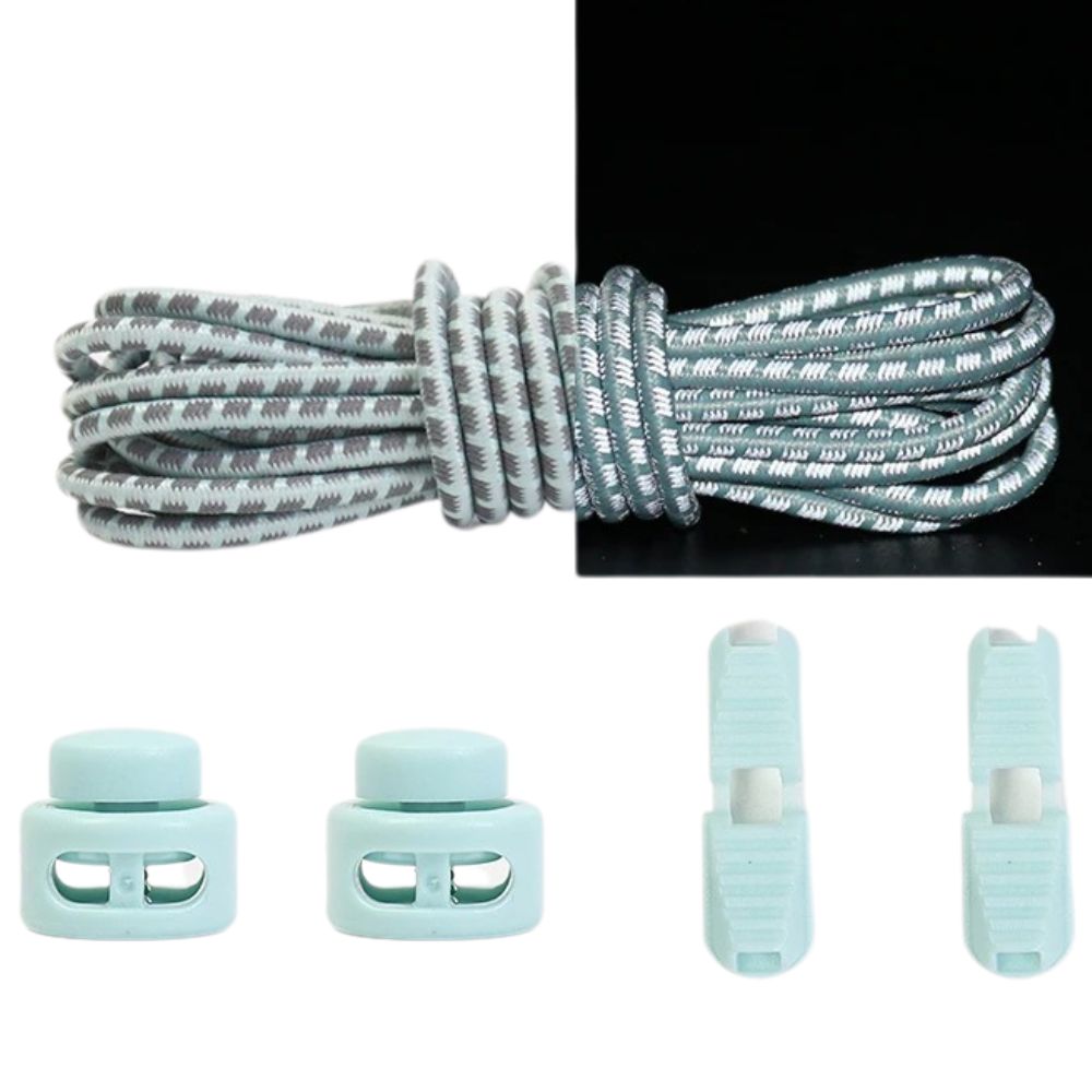 Elastische veters lichtgroen reflecterend met verstelbare sluiting voor frisse sneakers met reflectie