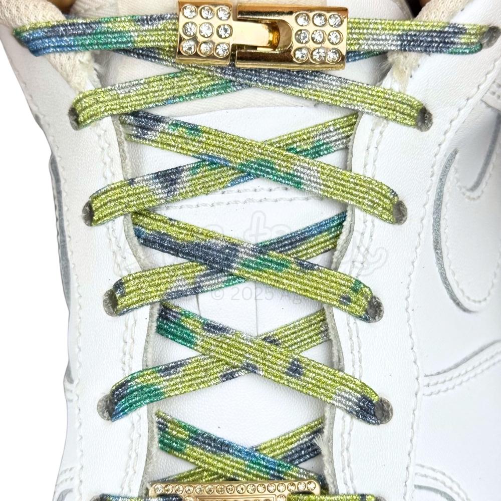 Elastische veters zonder strikken bling bling 6mm haak sluiting splash met stretch uitgerekt