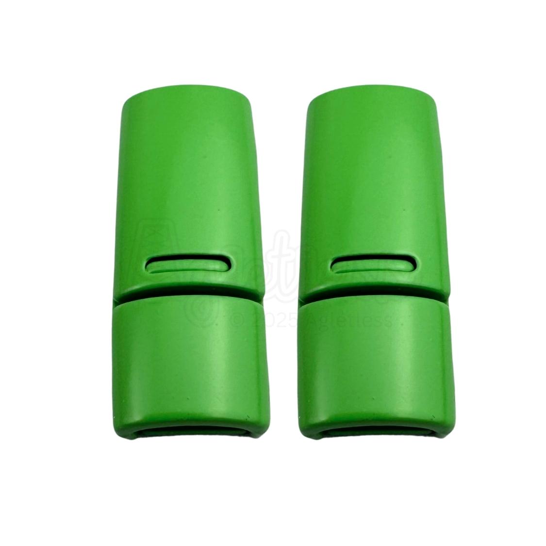 Elastische veters zonder strikken magnetische sluiting 6–9mm appelgroen detailfoto van hoe de sluiting werkt