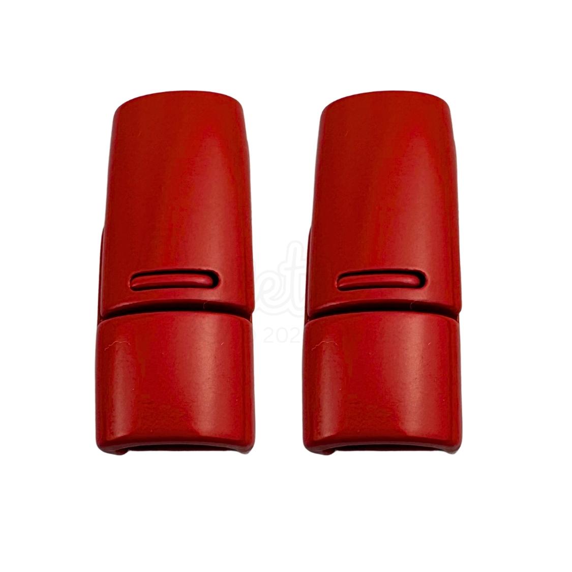 Elastische veters zonder strikken magnetische sluiting 6–9mm rood detailfoto van hoe de sluiting werkt