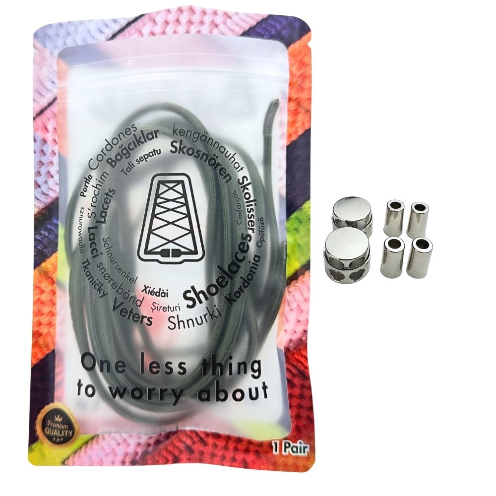 Elastische veters zonder strikken ovaal 4mm luxe lock mosgroen in luxe verpakking