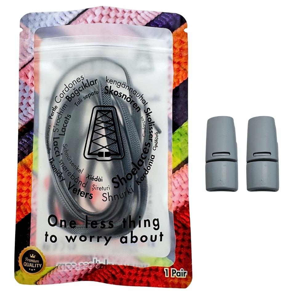 Elastische veters zonder strikken plat 6mm magnetische sluiting antraciet in luxe verpakking