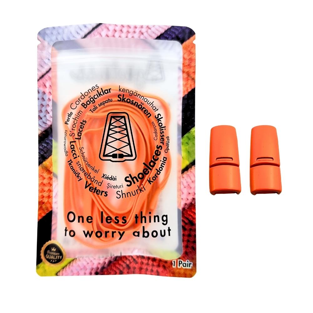 Elastische veters zonder strikken plat 7mm magnetische sluiting oranje in luxe verpakking