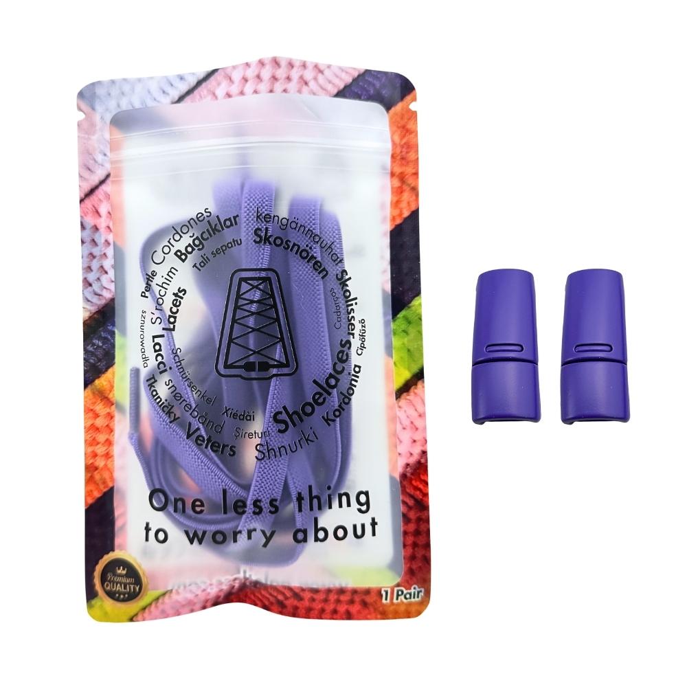 Elastische veters zonder strikken plat 9mm magnetische sluiting paars in luxe verpakking
