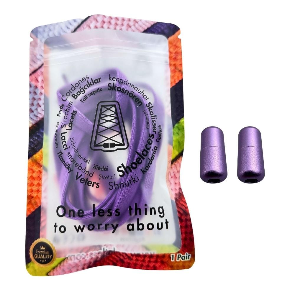 Elastische veters zonder strikken vintage 8mm capsule sluiting paars in luxe verpakking