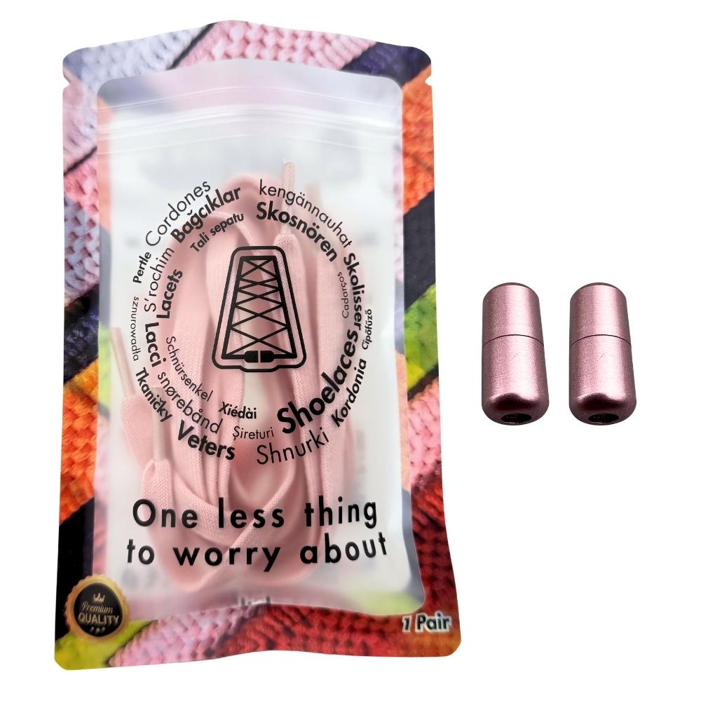 Elastische veters zonder strikken vintage 8mm capsule sluiting roze in luxe verpakking