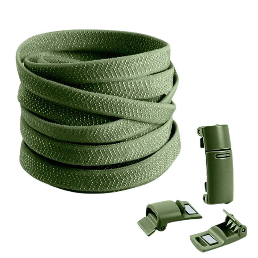 Mosgroene elastische veters met magneetsluiting, stevig en praktisch met dagelijks comfort