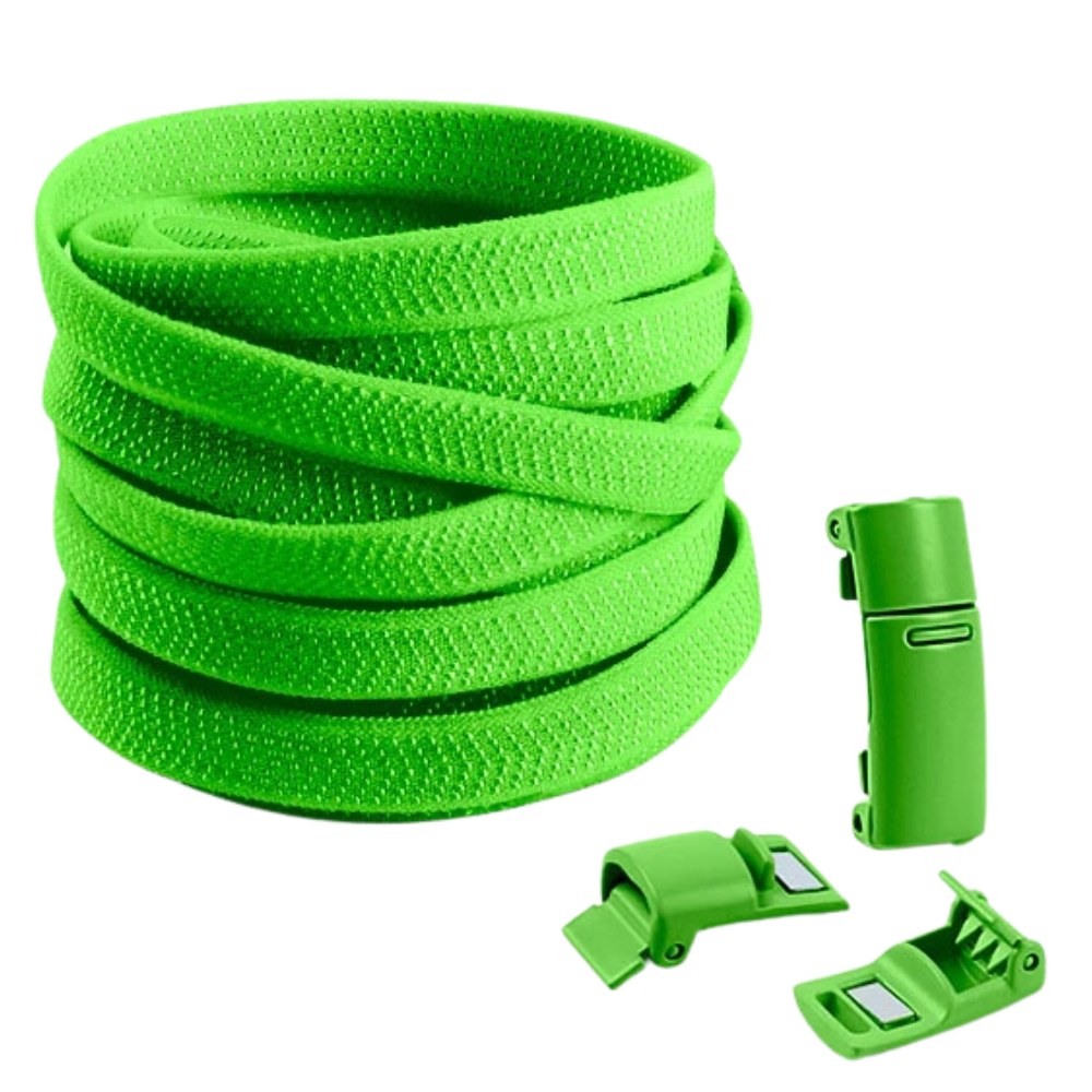 Groene elastische veters met magneetsluiting, praktisch en handig met dagelijks comfort