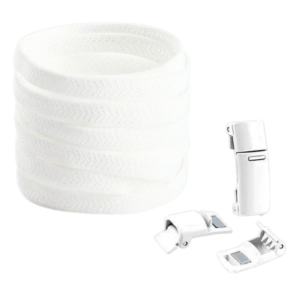 Witte elastische veters met magneetsluiting, klassiek en praktisch voor dagelijks gebruik met comfort
