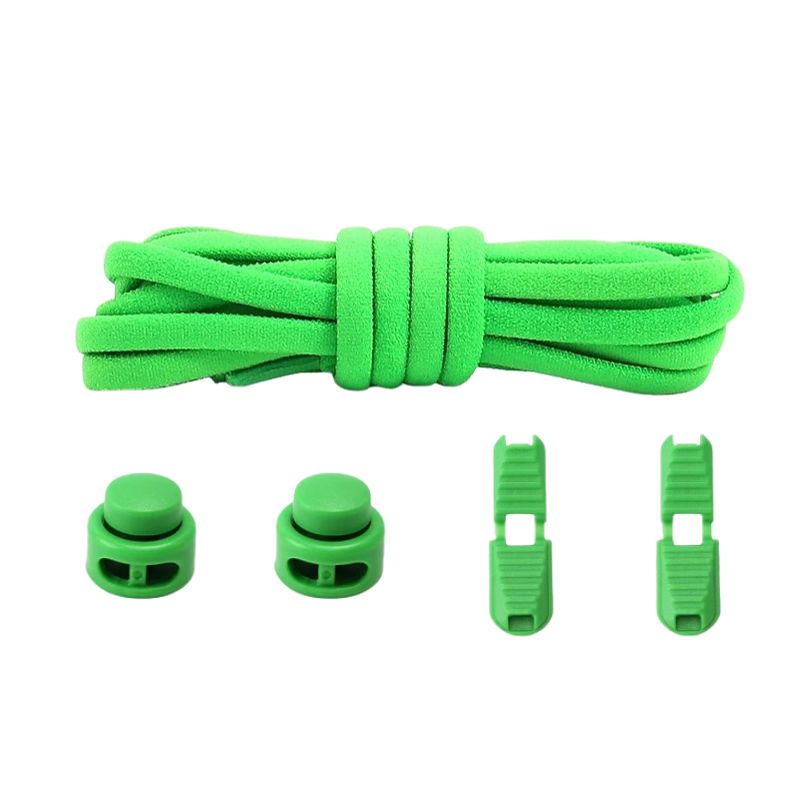 Groene ronde 5 mm elastische veters met draaicapsule sluitsysteem voor kinderen en volwassenen