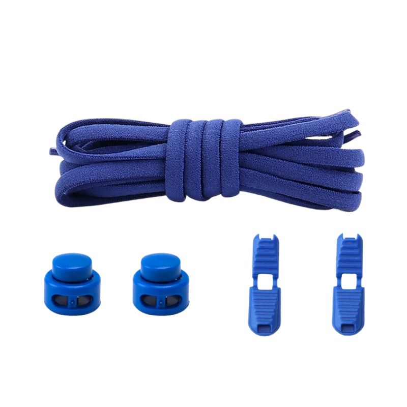 Koningsblauwe ronde 5 mm elastische veters met draaicapsule sluitsysteem voor kinderen en volwassenen