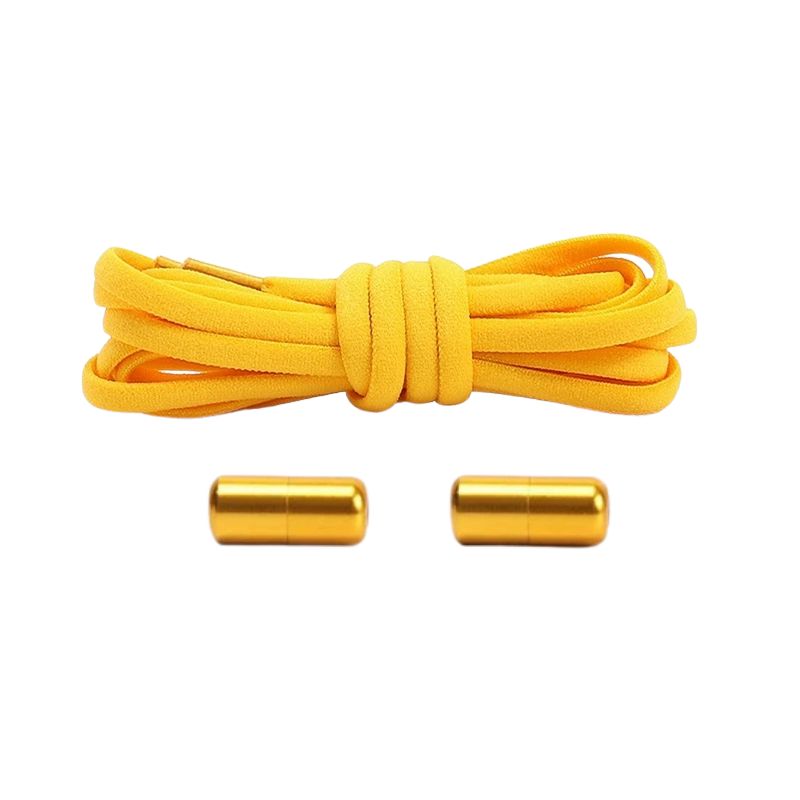 Gele compacte 5 mm ronde elastische veters met draaicapsule sluitsysteem voor kinderen en volwassenen