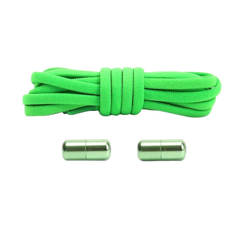 Groene compacte 5 mm ronde elastische veters met draaicapsule sluitsysteem voor kinderen en volwassenen