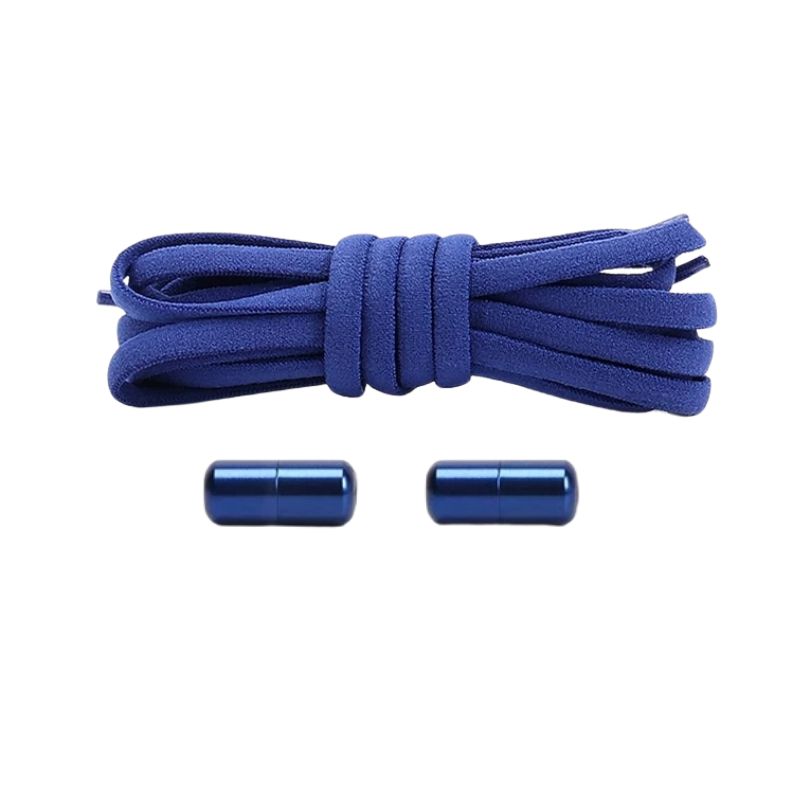 Koningsblauwe compacte 5 mm ronde elastische veters met draaicapsule sluitsysteem voor kinderen en volwassenen