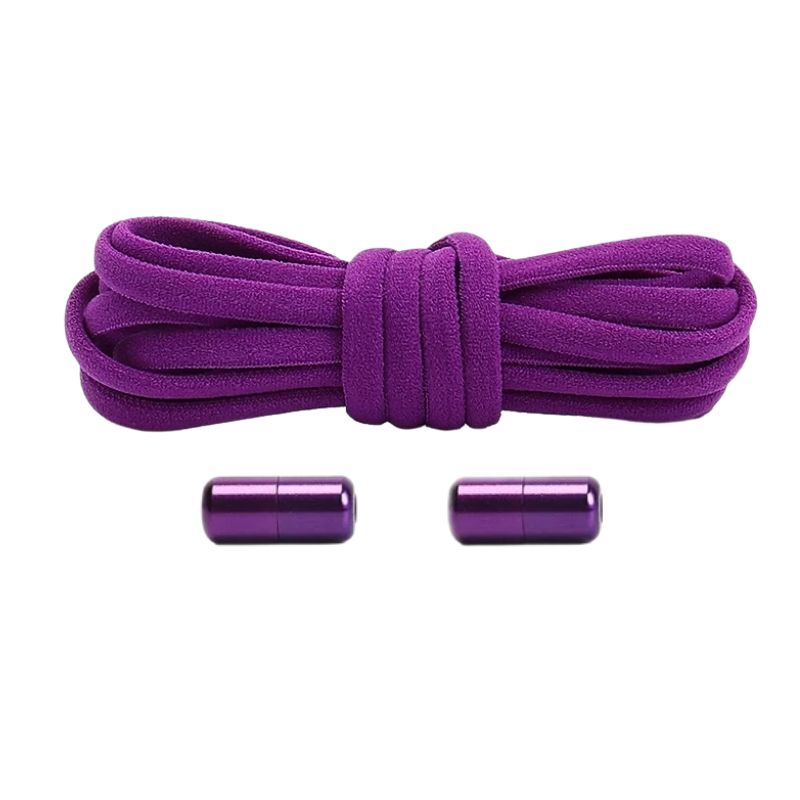 Paarse compacte 5 mm ronde elastische veters met draaicapsule sluitsysteem voor kinderen en volwassenen