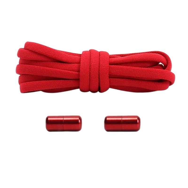 Rode compacte 5 mm ronde elastische veters met draaicapsule sluitsysteem voor kinderen en volwassenen