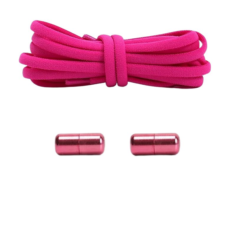 Roze compacte 5 mm ronde elastische veters met draaicapsule sluitsysteem voor kinderen en volwassenen