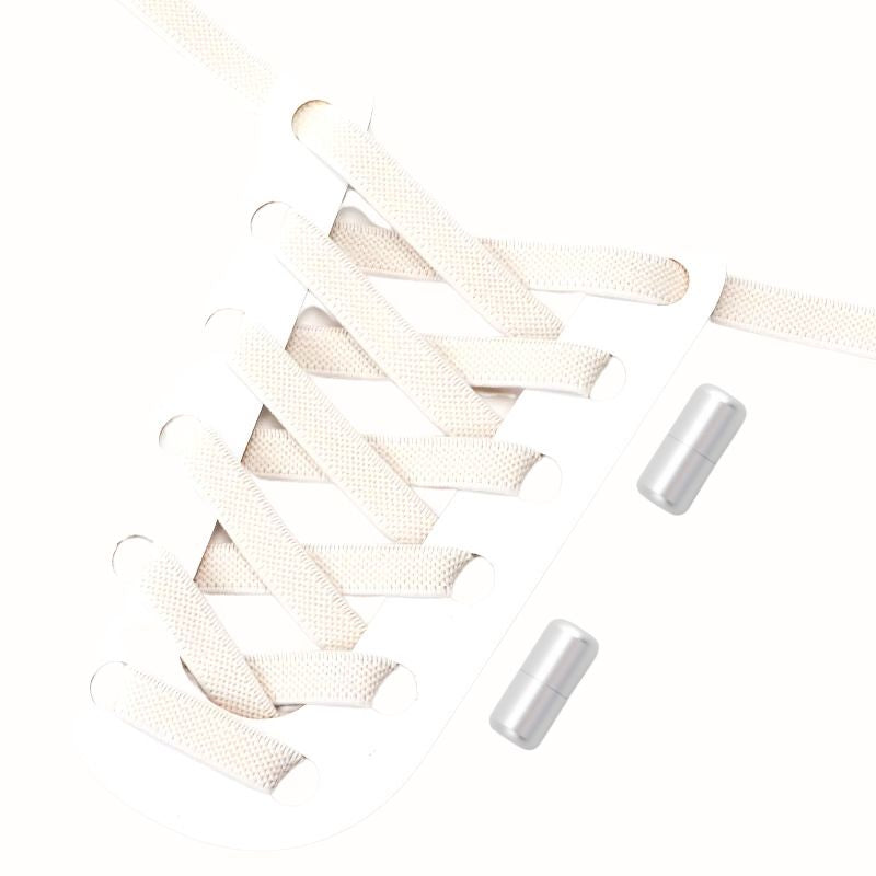 Platte 9 mm elastische veters in beige met draaicapsule sluitsysteem, neutraal en eenvoudig aan te brengen