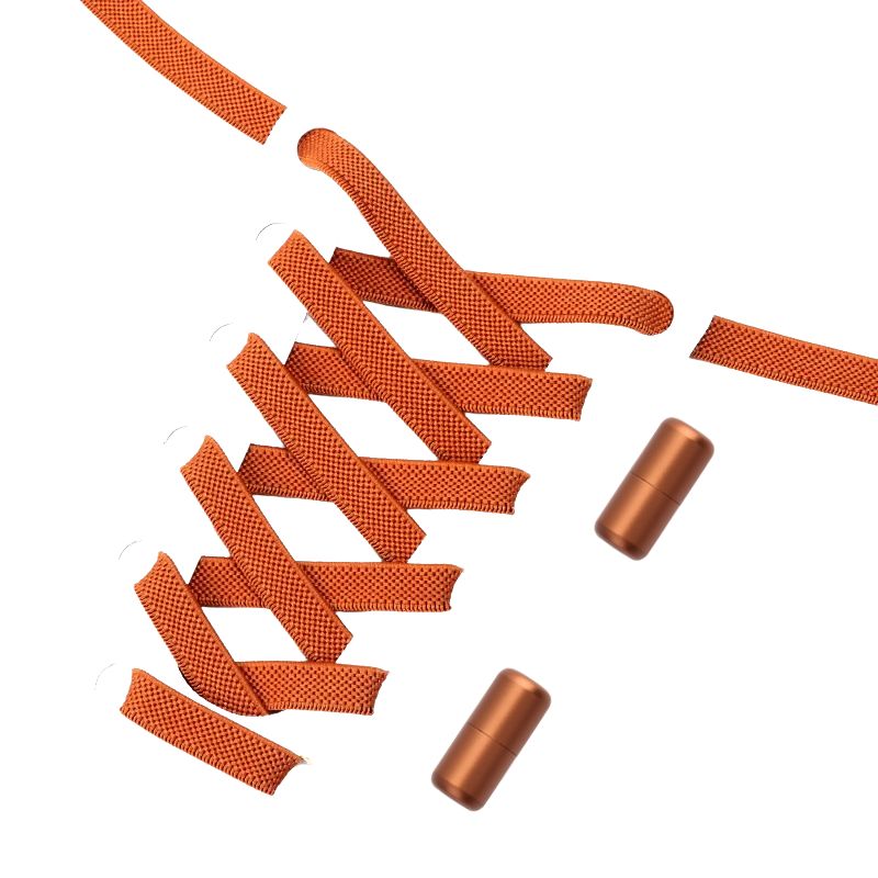 Platte 9 mm elastische veters in roodbruin met draaicapsule sluitsysteem, duurzaam en gemakkelijk aan te passen