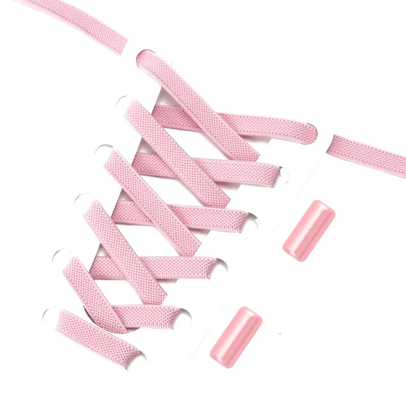 Platte 9 mm elastische veters in roze met draaicapsule sluitsysteem, zacht en gemakkelijk te hanteren