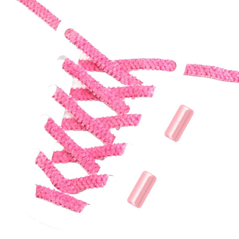 Fluffy elastische veters rozenrood met draaisluiting voor casual schoenen en dagelijks gebruik