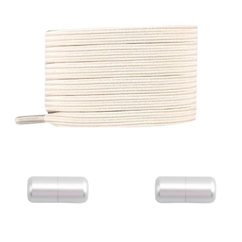 Beige platte nette elastische veters met capsulesluiting voor schoenen met een rustige nette uitstraling