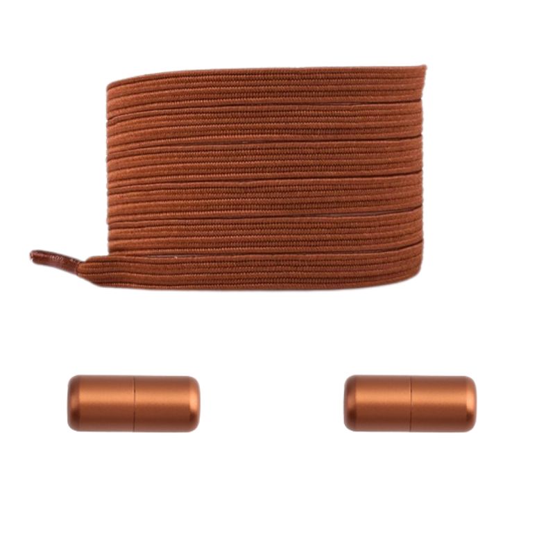 Bruine platte elastische veters met capsulesluiting voor een robuuste en gemakkelijke styling