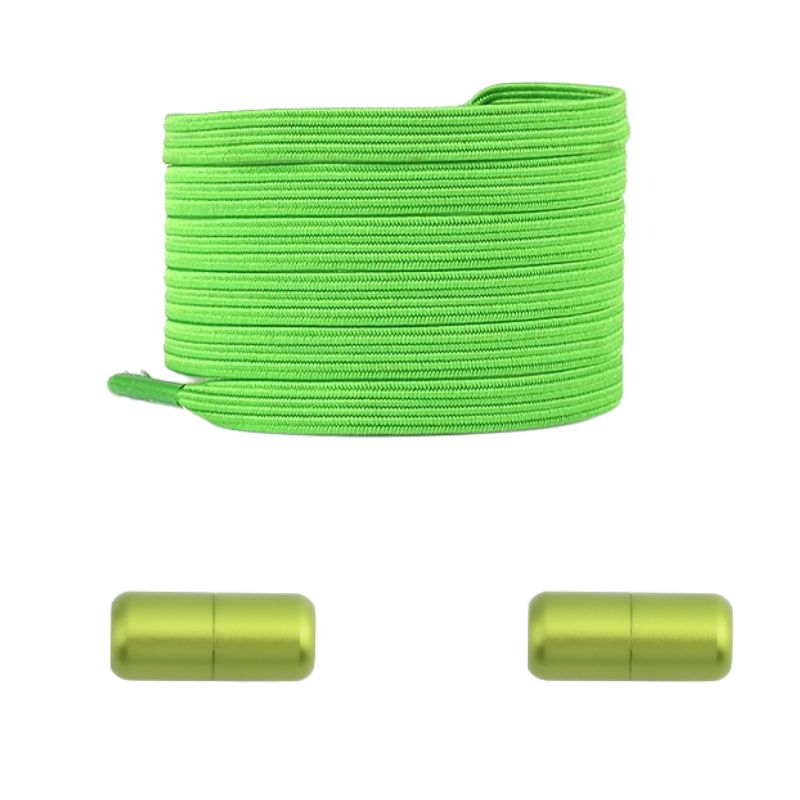 Groene platte nette elastische veters met capsulesluiting voor een natuurlijke nette uitstraling