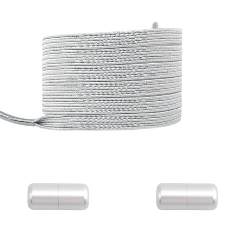 Lichtgrijze platte elastische veters met capsulesluiting voor een minimalistische en veelzijdige stijl