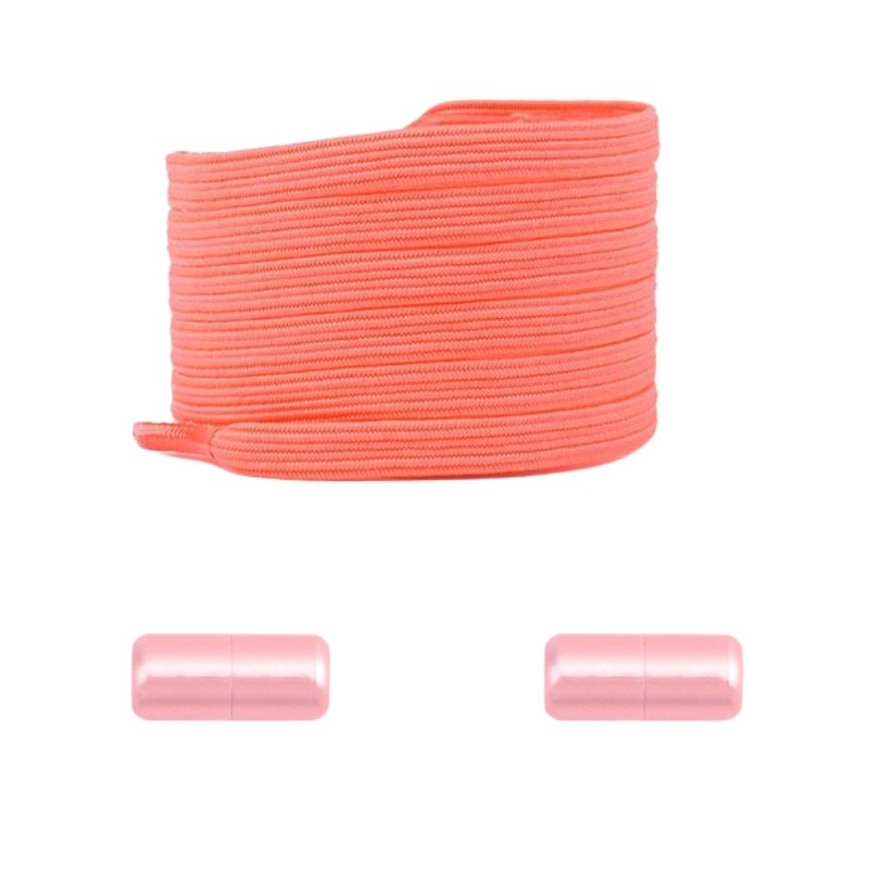 Oranjerode platte nette elastische veters met capsulesluiting voor een levendige nette uitstraling