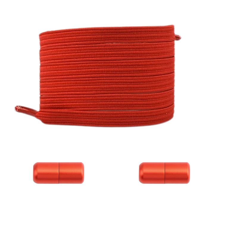Rode platte elastische veters met capsulesluiting voor een krachtige en opvallende finish