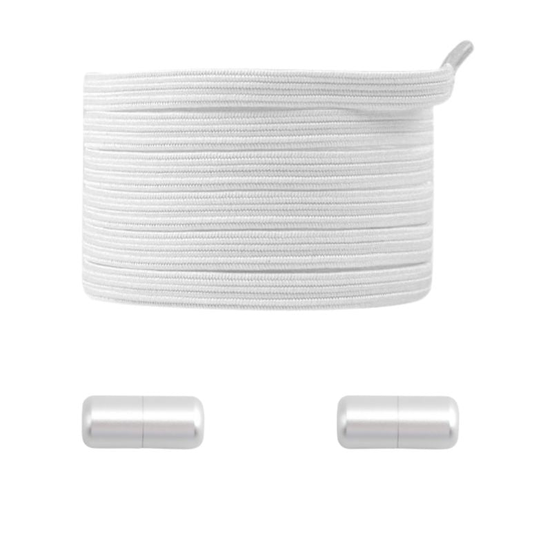 Witte platte elastische veters met capsulesluiting voor een frisse en cleane pasvorm