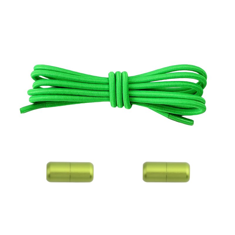 3 mm ronde elastische veters met draaicapsule sluitsysteem in appelgroen, veelzijdig voor sportschoenen