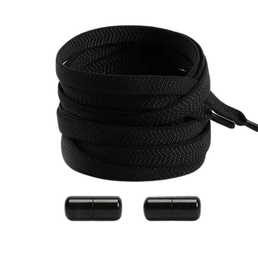 Zwarte elastische veters met draaicapsule voor een stevige pasvorm en optimaal comfort