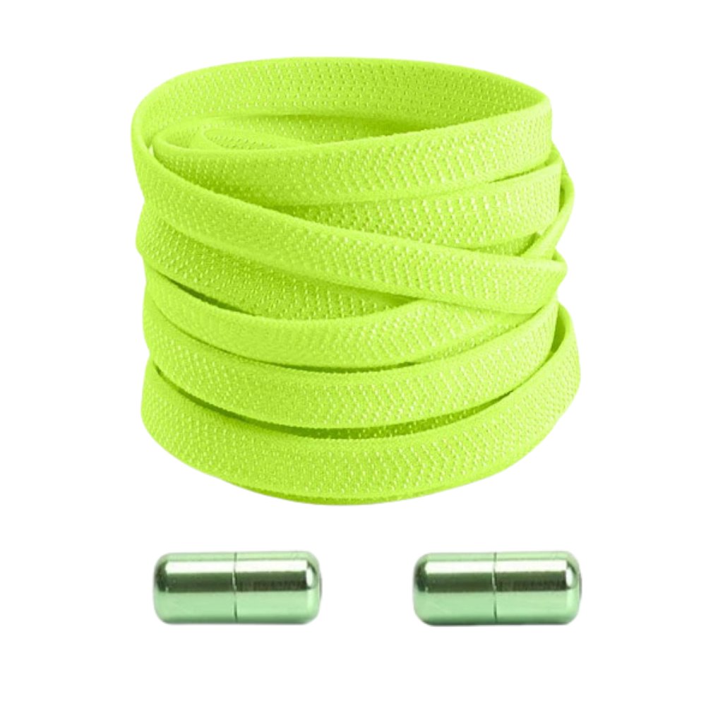 Fluorescerend groene elastische veters met draaicapsule, stevig en comfortabel in gebruik