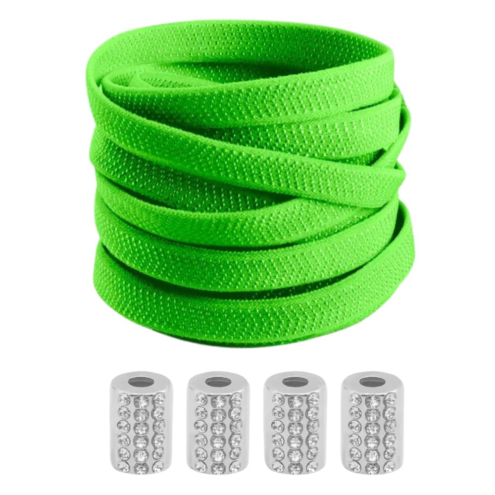Groene elastische veters met ronde sluiting en details, stijlvol en comfortabel