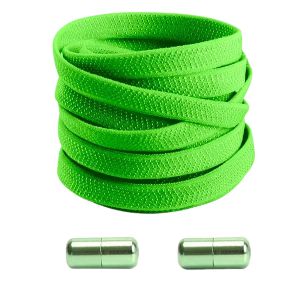 Groene elastische veters met draaicapsule, stevig en comfortabel in gebruik