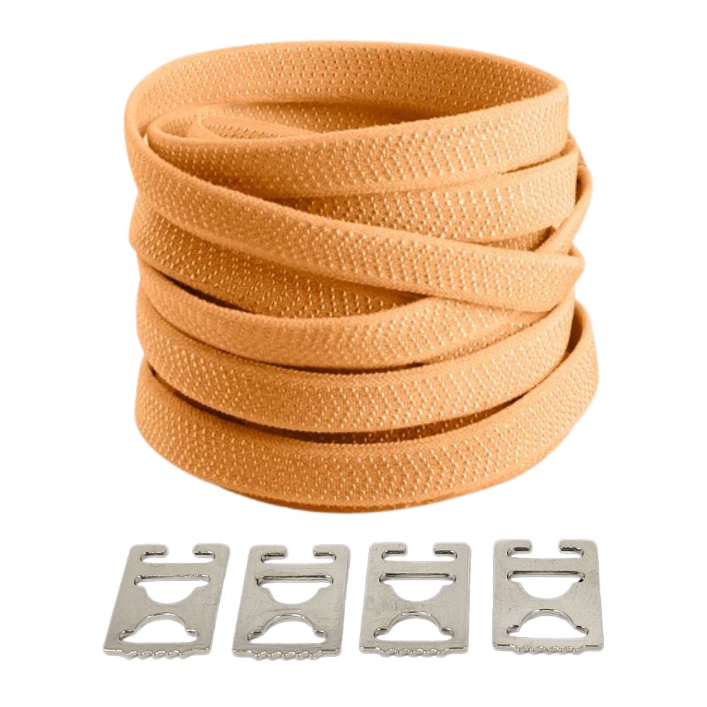 Lichtbruine elastische veters met onzichtbare clip, neutraal en natuurlijk met extra comfort