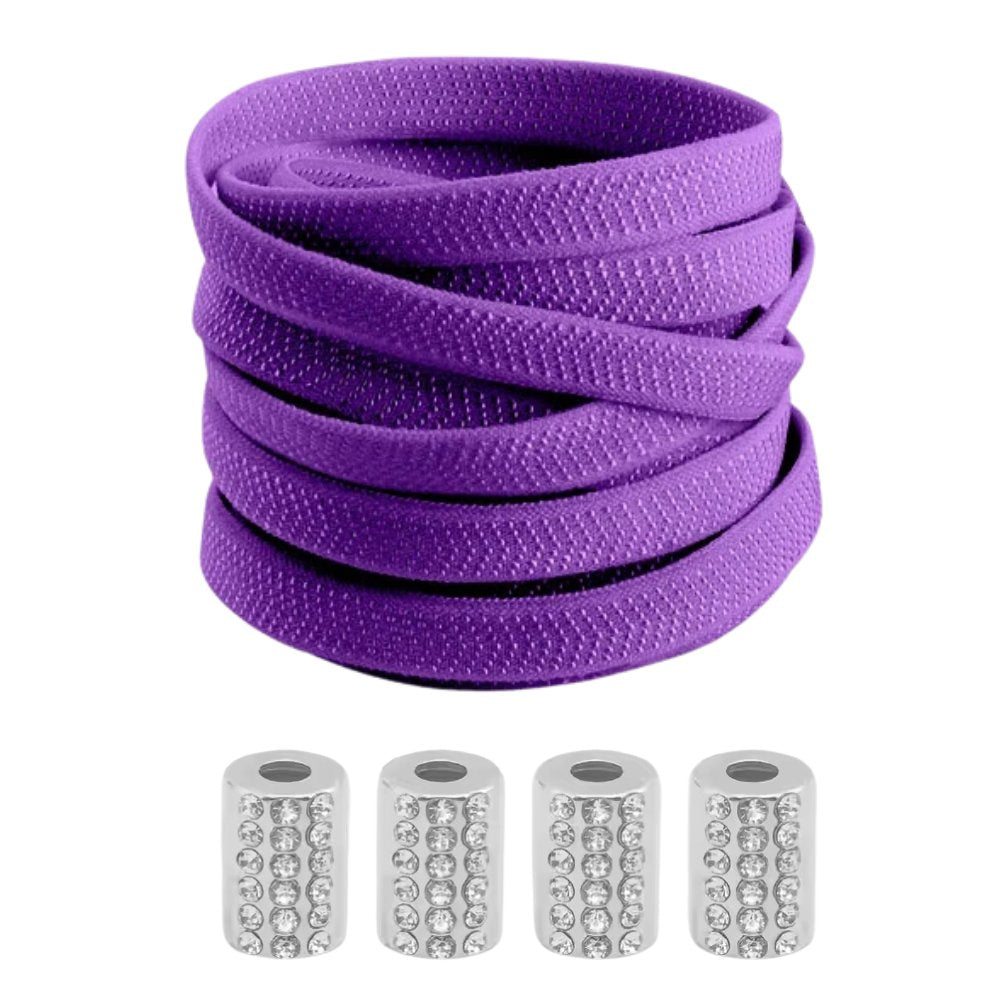 Paarse elastische veters met magneetsluiting, speels en praktisch met dagelijks comfort