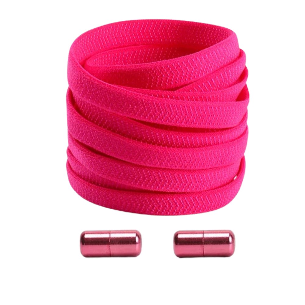 Rozerode elastische veters met draaicapsule, stevig en comfortabel in gebruik