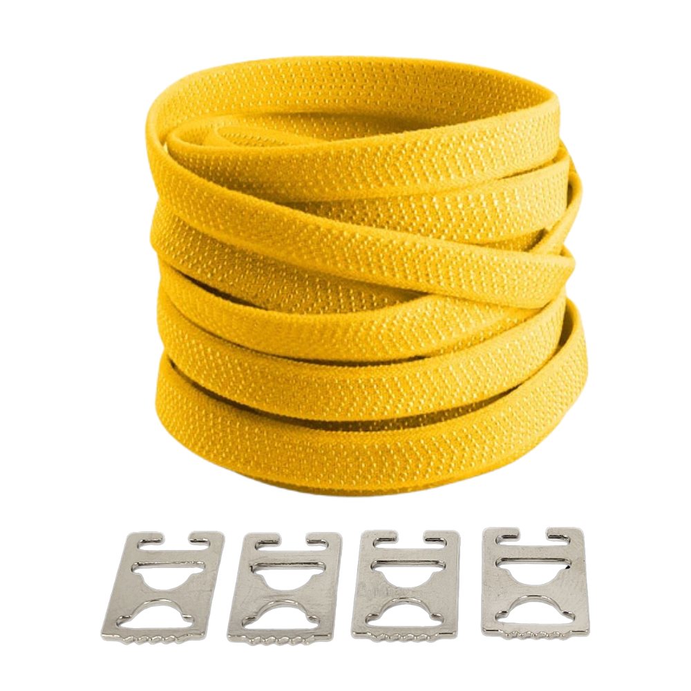 Gele elastische veters met onzichtbare clip, vrolijk en opvallend met extra comfort