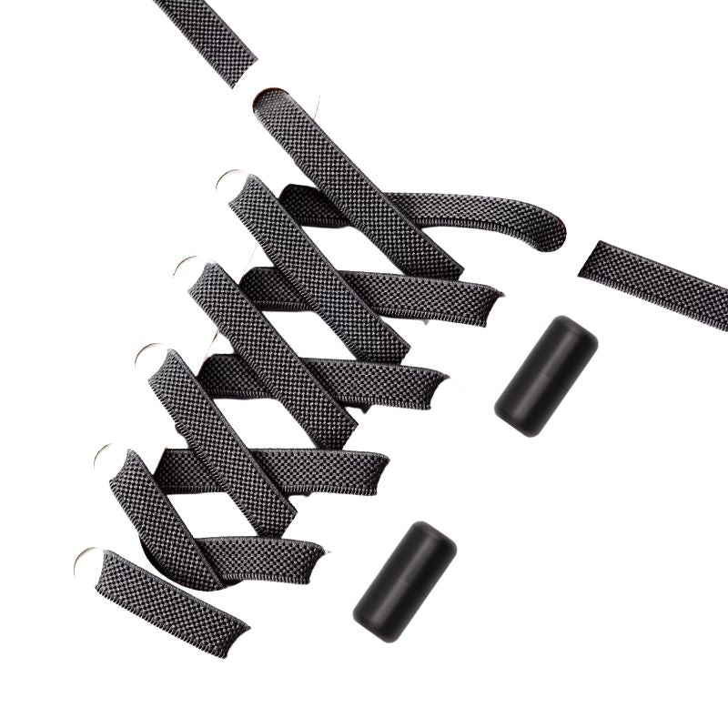Platte 9 mm elastische veters in grijs met magnetisch sluitsysteem, perfect voor ouderenvriendelijke schoenen