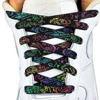 Elastische veters onzichtbaar strikken paisley 9mm onzichtbare clipjes zwart kleurig met stretch uitgerekt uitgelichte afbeelding