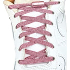 Elastische veters zonder strikken glitter 6mm capsule sluiting roze met stretch uitgerekt uitgelichte afbeelding