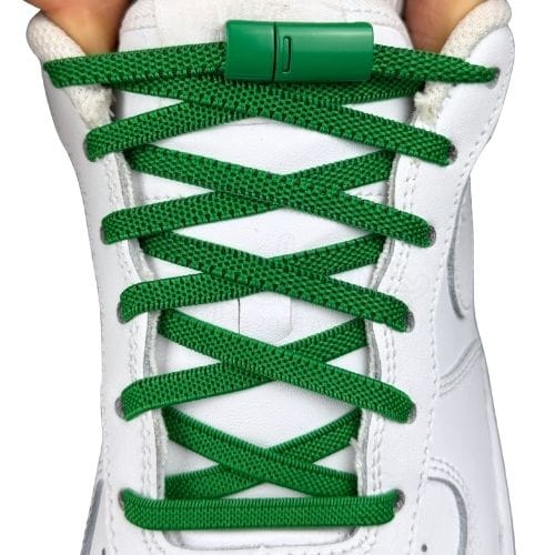 Elastische veters zonder strikken plat 6mm magnetische sluiting groen met stretch uitgerekt uitgelichte afbeelding