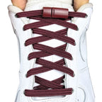 Elastische veters zonder strikken plat 7mm magnetische sluiting wijnrood met stretch uitgerekt uitgelichte afbeelding