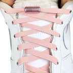 Elastische veters zonder strikken vintage 8mm capsule sluiting roze met stretch uitgerekt uitgelichte afbeelding